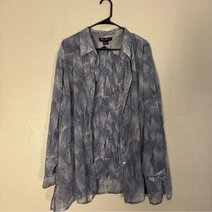 Ashley Stewarts Womens Blue Patterned 2pcs Shirt size 18-20